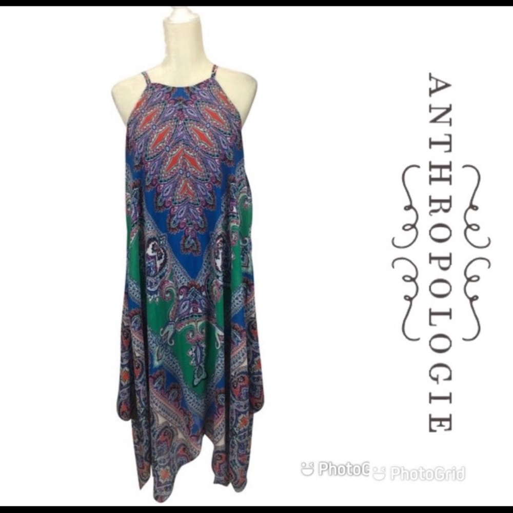 ANTHROPOLOGIE MSK Paisley Lined Scarf Dress Sz M $239 LIKE NEW!